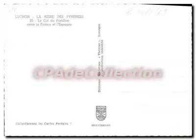 Luchon - Królowa Pireneusów — Przełęcz Portillon między Francją a Hiszpanią — Wydawnictwa Nowoczesne, Limoges — Rewers