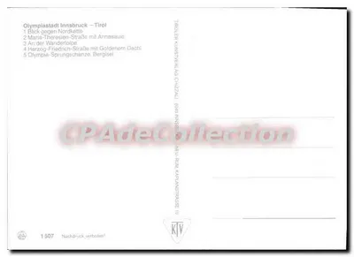 Innsbruck — Ciudad de las Alpes — Editorial Tiroler Kunstverlag Chilzau, n° 1507 — Reverso