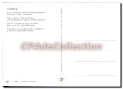 Innsbruck — Torre da cidade e montanhas nevadas — Trojler Kunstverlag — Verso
