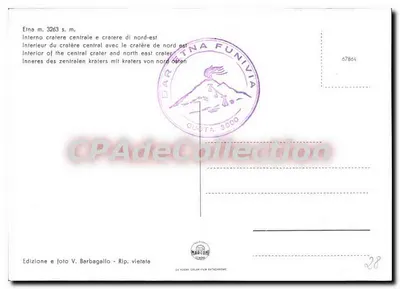 Etna — Interior of the central crater and the north-east crater — Edition V. Barbagallo — Back