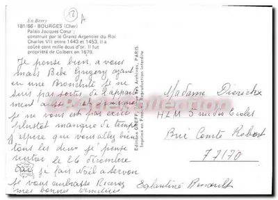 Palácio Jacques Cœur — Bourges (Cher) — Edições GREFF, Paris — Verso