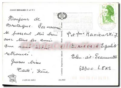 Dinard — Lembrança de Dinard — Impressor Combier — Verso