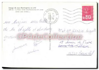 Wodospad latem — Góry Savoie — Wydawnictwo Off. Int. Savoie — Rewers