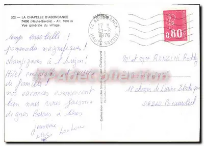 Kaplica Abondance — Ogólny widok wioski — Alécolor — Rewers