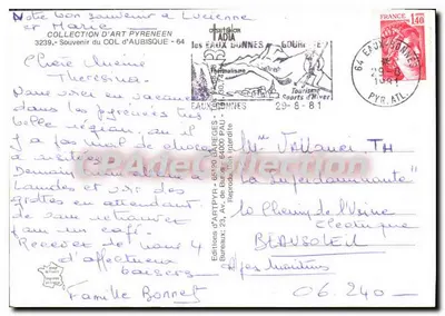 Przełęcz Artigues — widok panoramiczny, tunel, pies z gór, — Wydawnictwo Art Pyrénées — Rewers