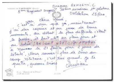 Le Valdahon — Vista aérea e rua — editor 'Maison de la Presse' n° 3.CP 80 1324 — Verso