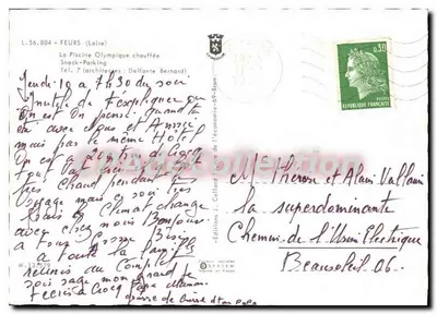 Olimpijskie baseny z ogrzewaniem w Feurs — Loire — Wydawnictwo J. Cellard — Rewers