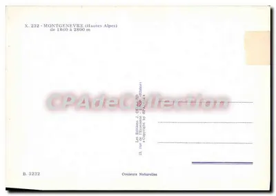 Montgenèvre (Hautes-Alpes) — zimowy widok z kościołem — Les Éditions J. OF (Bagnères) — Rewers
