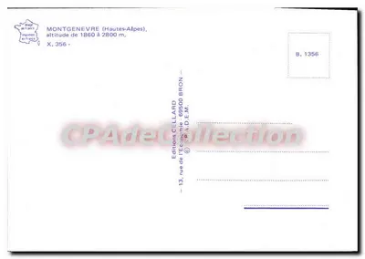 Montgenèvre — widok stacji i zasnieżonych dzieci — Wydawnictwo Cellard — Rewers