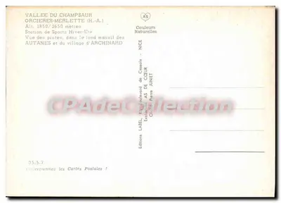 Valle del Champsaur — Orcières-Merlette (A.A.) — Ediciones AS de Cœur — Reverso