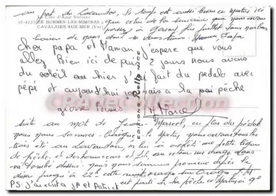 Bormes-les-Mimosas, Le Lavandou, Saint-Clair, Aiguebelle, Cavalière, Pramousquier, Le Rayol — Bilhete postal antigo de Coleção — Verso