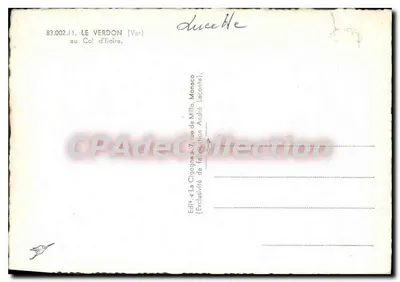 Verdon — na Przełęczy Iloire — Wyd. «La Cigogne», Monako (wyłączenność produkcji André Leconta) — Rewers