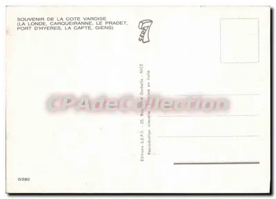 Costa Varoisa — Porto di Hyères, La Londe, Carqueiranne, La Capte, Giens, Le Pradet — Edizioni S.E.P.T. Nice — Verso