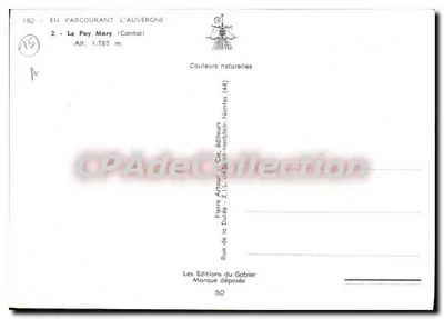 Le Puy Mary — Cantal — Edições do Gabier — Verso