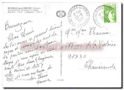 Busseau-sur-Creuse — Widok z lotnictwa mostu — Wydawca Cing — Rewers