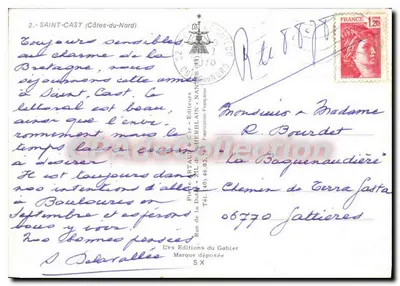Saint-Cast - Côte d'Émeraude — Ogólny widok plaży, portu i widoku na plażę — Wydawca: Pierre Artaut & Cie, Nantes — Rewers