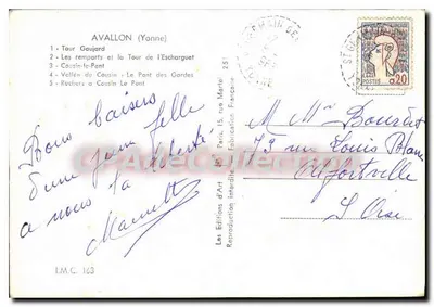 Avallon — vista panoramica con torri, ponti e rocce — Les Éditions d'Art — Verso