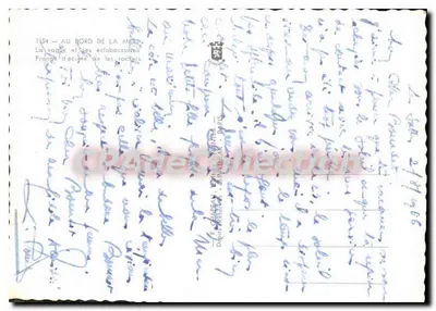 A praia e suas salpicadas — Faixa de espuma sobre os rochedos — Editor: F. GELAINE, PARIS — N° 1154 — Verso