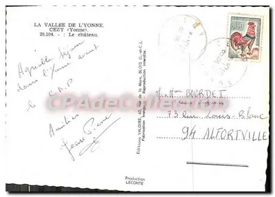 A Valle da Yonne — O castelo — Edições Valoire, n°28.104 — Verso