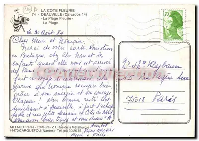 La Plage Fleurie — Deauville (Calvados) — ARTAUD Frères — Rückseite
