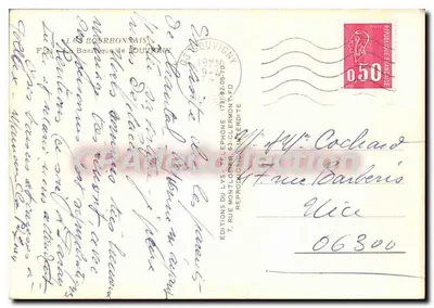 Bilhete postal semimoderno Les Bourbonnais A Basílica de Souvigny — Verso