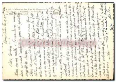 Tarjeta postal semimoderna Históricas Charente Castillo de La Rochefoucauld — Reverso