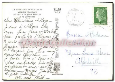 VANNES (Morbihan) — La place Henri IV et la cathédrale — Éditions d'Art JOS — Verso