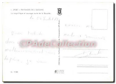 Półnowoczesna pocztówka Widoki z Oisansu Piękna i dzikie autostrady Berarde — Rewers