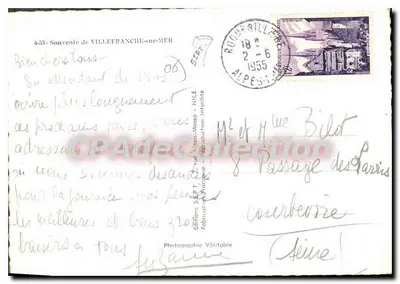 Villefranche-sur-Mer — Souvenir — Éditions S.E.P.T. - 4-53 — Verso