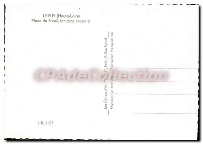半现代明信片 勒皮 高卢-洛特省 布雷伊广场 克罗扎蒂埃喷泉 — 背面