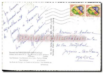 तारास्कॉन-सूर-एरिज़े — व्यापक दृश्य, किला, पुल, पर्वत — स्टे डेस कार्टेस पोस्टल्स एपीए - पूक्स — पीछे