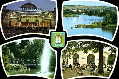 Półnowoczesna pocztówka Vichy Le Grand Casino Un coin du Parc