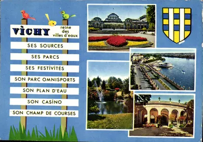 CPSM Vichy Allier Roine des Villes d'Eaux Le Casino Le Lac d'Allier Les Parcs La Source des Celestin