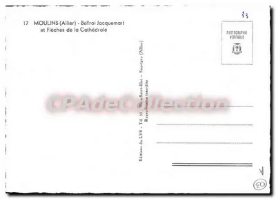 Moulins (Allier) — Sino Jacquemart e torres da catedral — Éditions du LYS — Verso