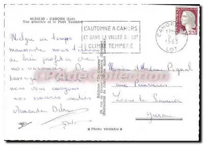 Bilhete postal semimoderno Bilhete postal semimoderno Canors Lote Vista geral e o Ponte Valentre — Verso