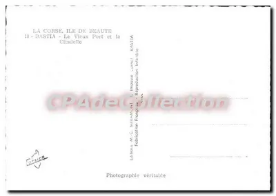 Bastia - O Velho Portos e a Cidadela — Imp. M.-C. MILRAMONT, França — Verso