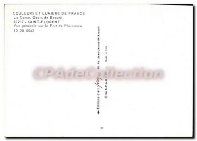 Saint-Florent — Vue générale sur le Port de Plaisance — Éditions S.P.A.D.E.M. — Verso