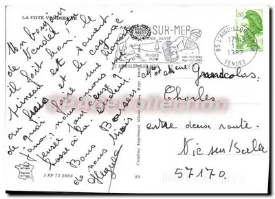 A Costa Vendéenne — Coleção de locais costeiros — Impressor Combier Maçon — Verso