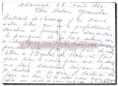 Allarmont — widok panoramiczny i skały — Souvenir d'Allarmont (Vosges) — Rewers