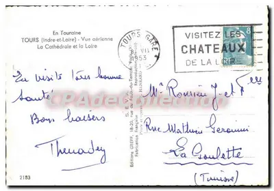 Tours (Indre-et-Loire) — Vista aérea da catedral e do rio Loire — Editions GREFF — Verso