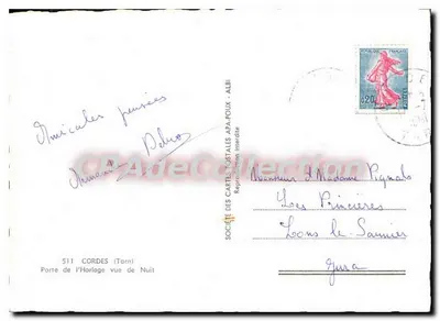 Porte de l'Horloge à Cordes — widok nocny — Société des Cartes Postales APA-POUX - ALBI, n°511 — Rewers