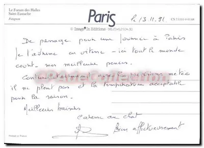 Fórum das Halles — Paris — Editora: Image'In Éditions, n° CS 75101-0-0148 — Verso