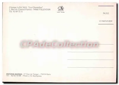 Clínica A.D.C.R.O. 'Les Charmilles' — Valenton — Éditions Raymon — Verso