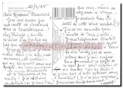 Houilles — Monument aos mortos no parque Charles de Gaulle — CPAdeCollection — Verso