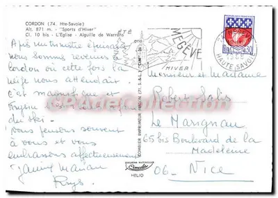 Cordon (74) - Iglesia y Aiguille de Warrens - Impresor Combier — Reverso