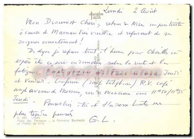 Lyon — Place des Terreaux und Rathaus — Edition Céleard, Nr. 355 — Rückseite
