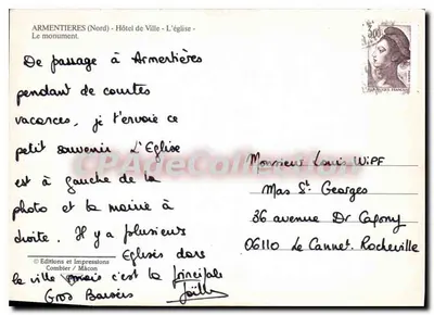 Armentières — Hotel de Ville e Igreja — Editor Cing — Verso