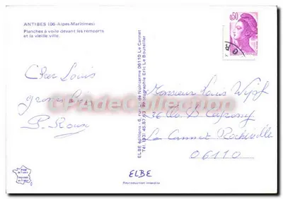 Antibes — Wysypiska żaglowe przed murami i starym miastem — ELBE éditions — Rewers
