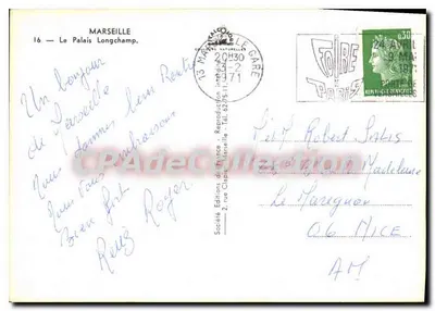 Le Palais Longchamp — Marseille — Éditions de France — Verso