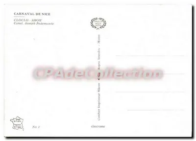 Carnaval de Nice 1981 — Cloclo Show — Imprimeur Combier, No 1 — Verso